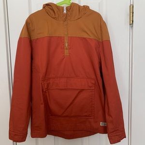 Zara Kids Boys Rust Tan Hooded Windbreaker Denim Lining Big Front Pocket 9/10